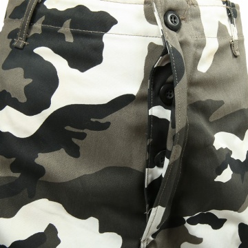 Camouflage BDU Cargo Pants Mid Waist Straight Pattern Button Fly Closure