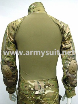 Combat Shirt & Pants Multi Camo Elbow Knee Pads