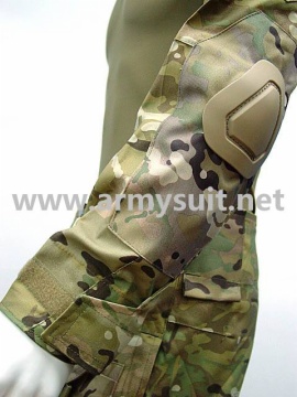 Combat Shirt & Pants Multi Camo Elbow Knee Pads