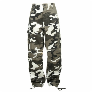 Camouflage BDU Cargo Pants Mid Waist Straight Pattern Button Fly Closure